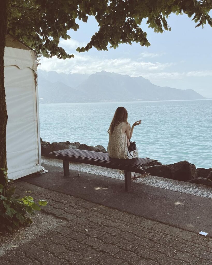 A view of Lake Geneva from the Montreux Promenade, travel guide and weed laws.