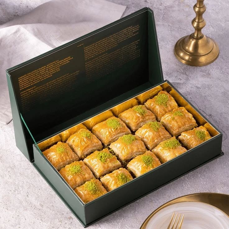 Turkish baklava with pistachio.