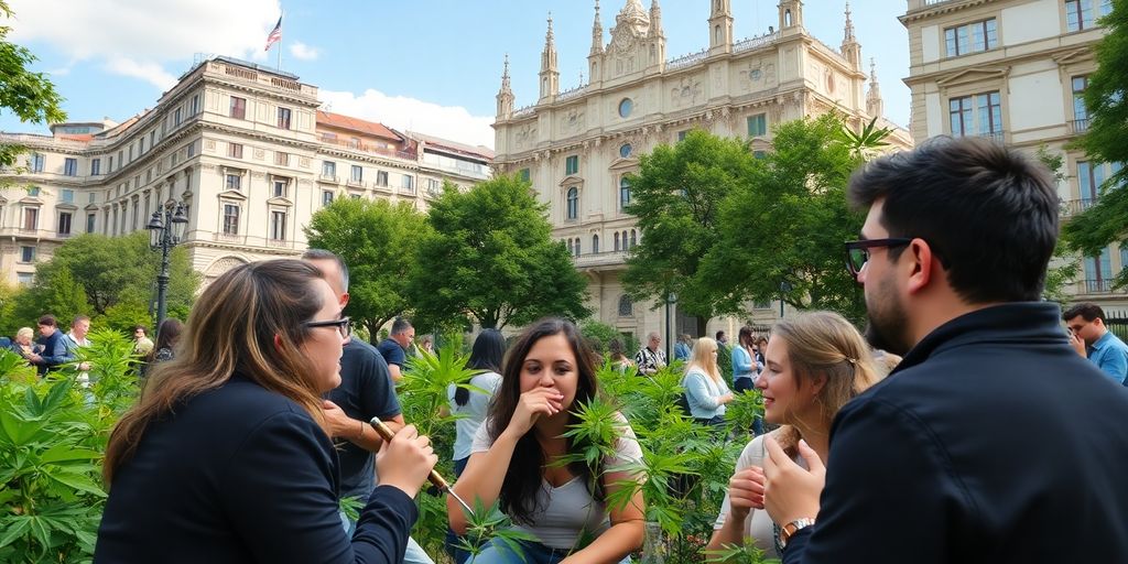 People enjoying weed in a Milan park.