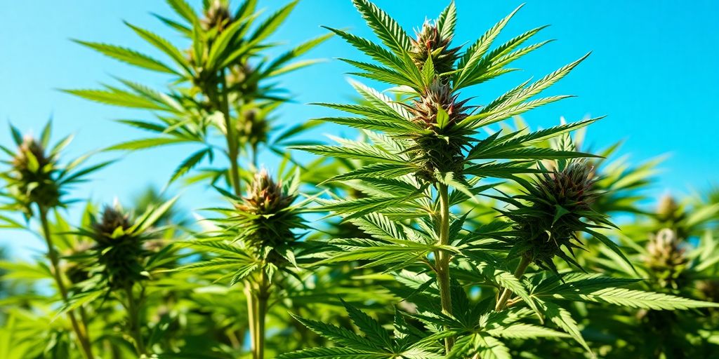 Cannabis plants thriving in a natural green environment in Canberra.