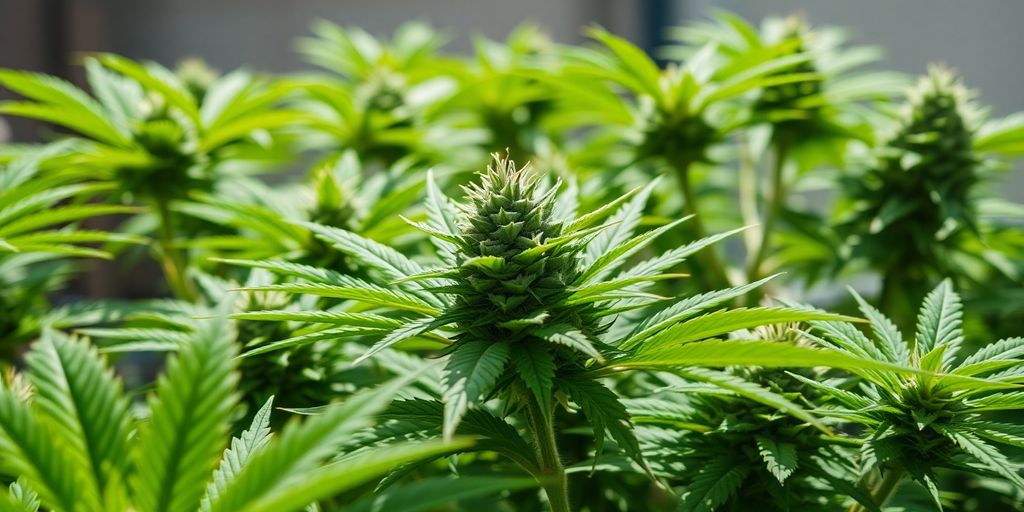 Close-up of weed plants in natural sunlight in Kigali.